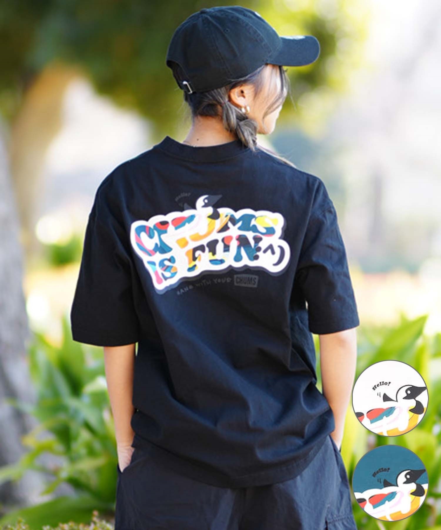 CHUMS チャムス Oversized CHUMS IS FUN T-Shirt レディース Tシャツ バックプリント DESI CH11-2357(W001-M)