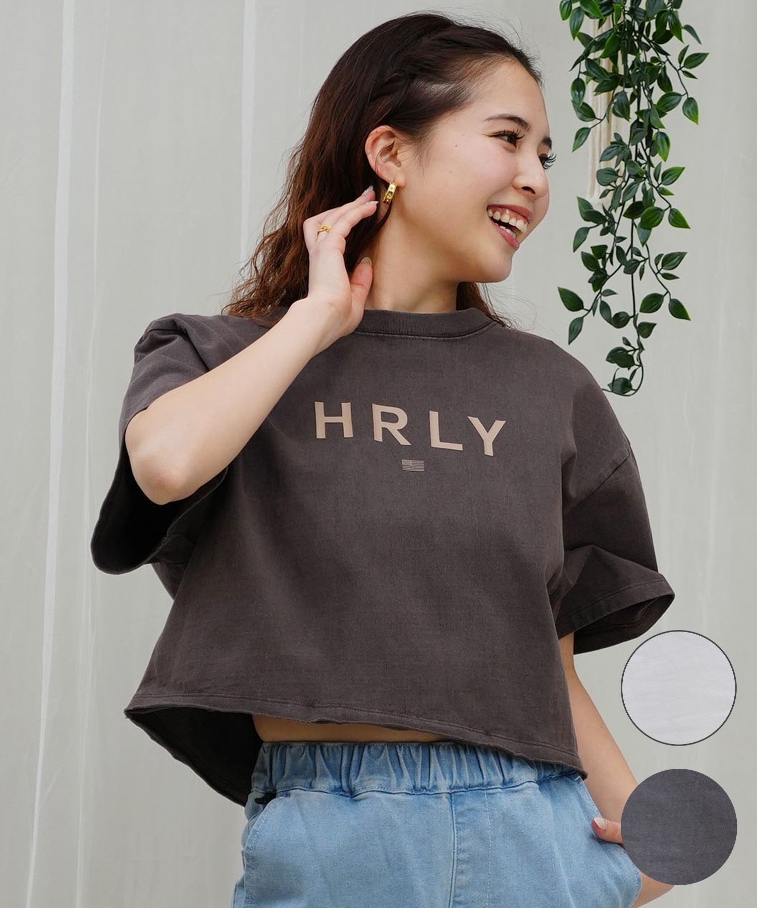 Hurley ハーレー レディース Tシャツ 半袖 ショート丈 クロップ丈 ロゴ プリント シンプル ヘビーウェイト WSS2421020(CFB-M)