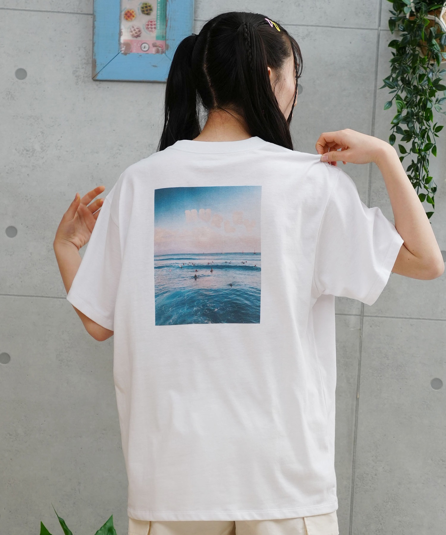 Hurley ハーレー レディース Tシャツ 半袖 バックプリント フォトT オーバーサイズ 吸汗速乾 WSS2421023(WHT-FREE)