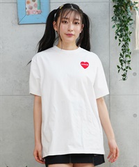 【マトメガイ対象】Hurley ハーレー レディース Tシャツ 半袖 バックプリント 星条旗 ハート ウォッシュ加工 ピグメント加工 WSS2421024