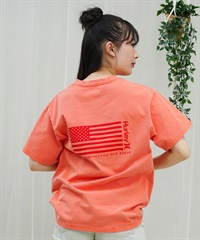 Hurley ハーレー レディース Tシャツ 半袖 バックプリント 星条旗 ハート ウォッシュ加工 ピグメント加工 WSS2421024