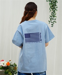 Hurley ハーレー レディース Tシャツ 半袖 バックプリント 星条旗 ハート ウォッシュ加工 ピグメント加工 WSS2421024(DBLE-FREE)