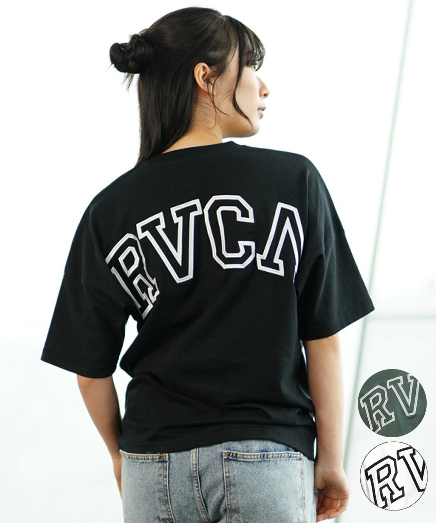 【マトメガイ対象】RVCA ルーカ BE043-221 レディース 半袖 Tシャツ バックプリント(BLK-S)