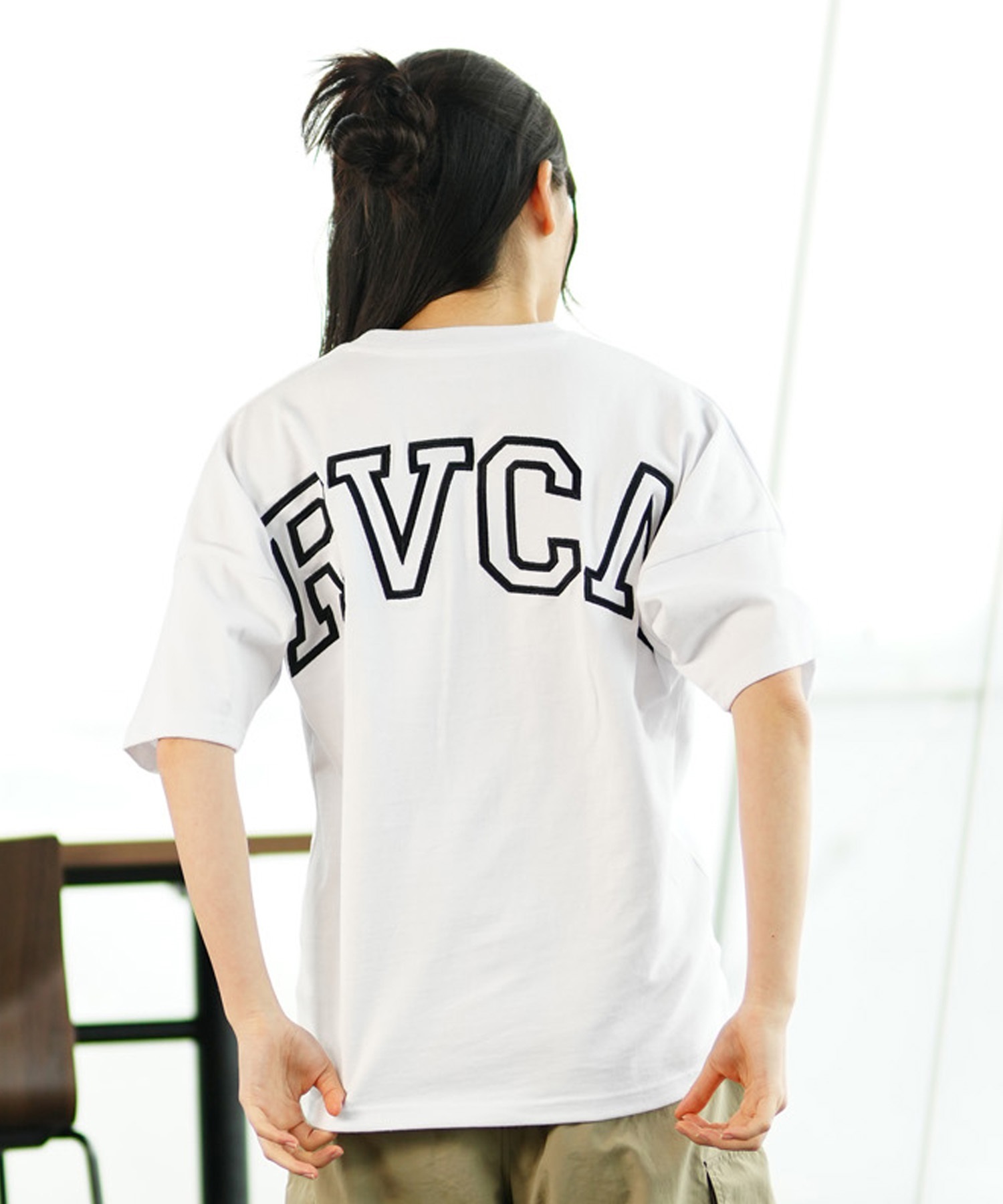 RVCA ルーカ BE043-221 レディース 半袖 Tシャツ バックプリント(WHT-S)