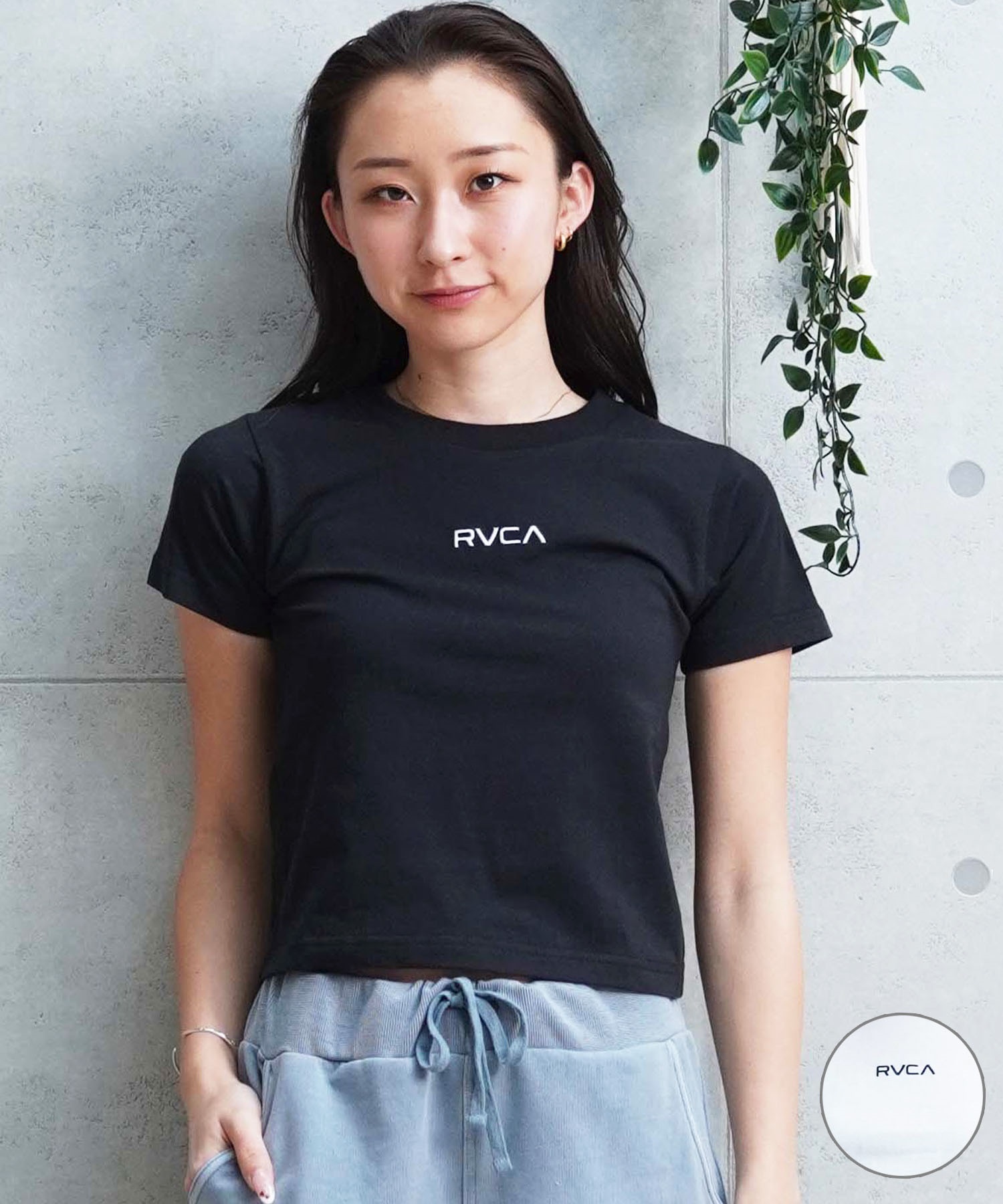 【マトメガイ対象】RVCA ルーカ レディース 半袖Tシャツ チビT ブランドロゴ BE043-222(WHT-S)