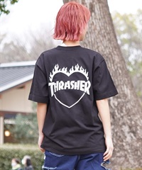 【ムラサキスポーツ限定】THRASHER スラッシャー レディース Tシャツ バーニングハートロゴ ボックスシルエット THML-24SPZOZO01