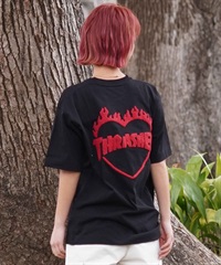 【マトメガイ対象】【ムラサキスポーツ限定】THRASHER スラッシャー レディース Tシャツ バーニングハートロゴ ボックスシルエット THML-24SPSST03