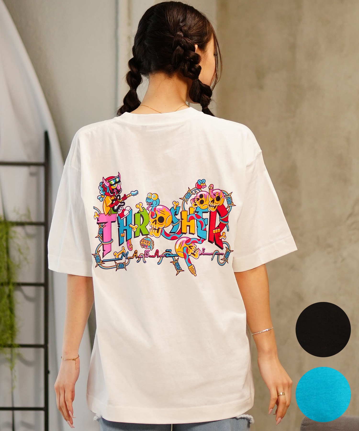 THRASHER スラッシャー レディース Tシャツ 半袖 バックプリント THRASHER スラッシャー レディース Tシャツ 半袖 バックプリント