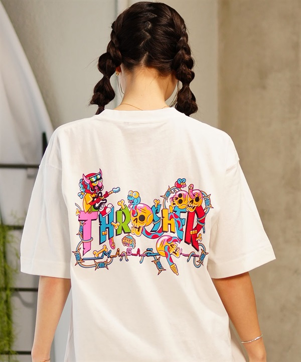 THRASHER スラッシャー レディース Tシャツ 半袖 バックプリント オーバーサイズ ビッグシルエット THML-24SPSST01 ムラサキスポーツ限定