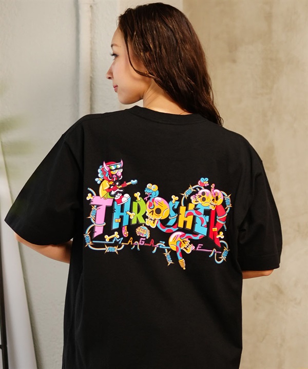 THRASHER スラッシャー レディース Tシャツ 半袖 バックプリント オーバーサイズ ビッグシルエット THML-24SPSST01 ムラサキスポーツ限定