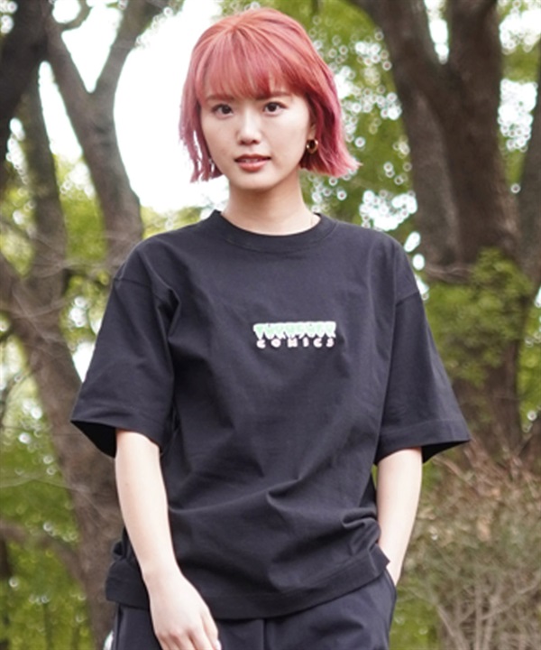 THRASHER スラッシャー レディース Tシャツ 半袖 刺繍ロゴ オーバーサイズ ビッグシルエット THML-24SPSST02 ムラサキスポーツ限定