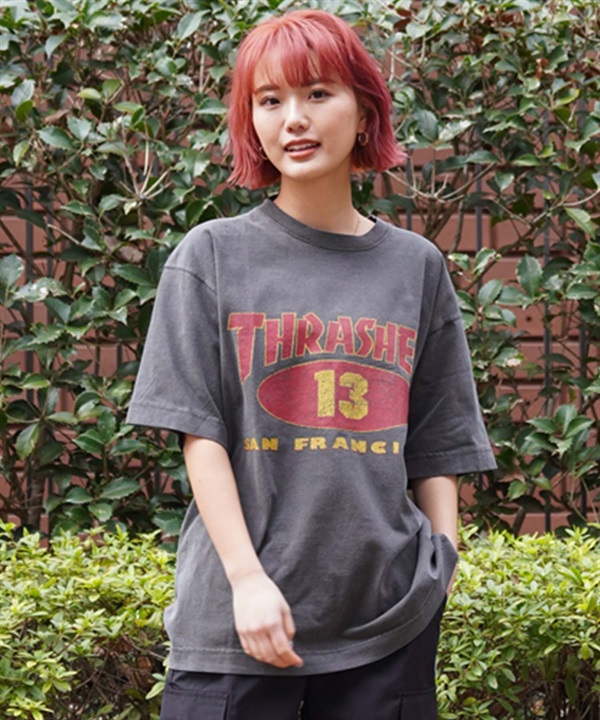 THRASHER スラッシャー レディース 半袖 Tシャツ オーバーサイズ ロゴ ムラサキスポーツ限定 EC限定 THML-24SPSST04