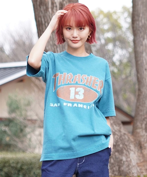 THRASHER スラッシャー レディース 半袖 Tシャツ オーバーサイズ ロゴ ムラサキスポーツ限定 EC限定 THML-24SPSST04