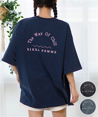 【マトメガイ対象】RIKKA FEMME リッカファム レディース 半袖 Tシャツ ピグメントデザインT RF24SS26(NAV-FREE)