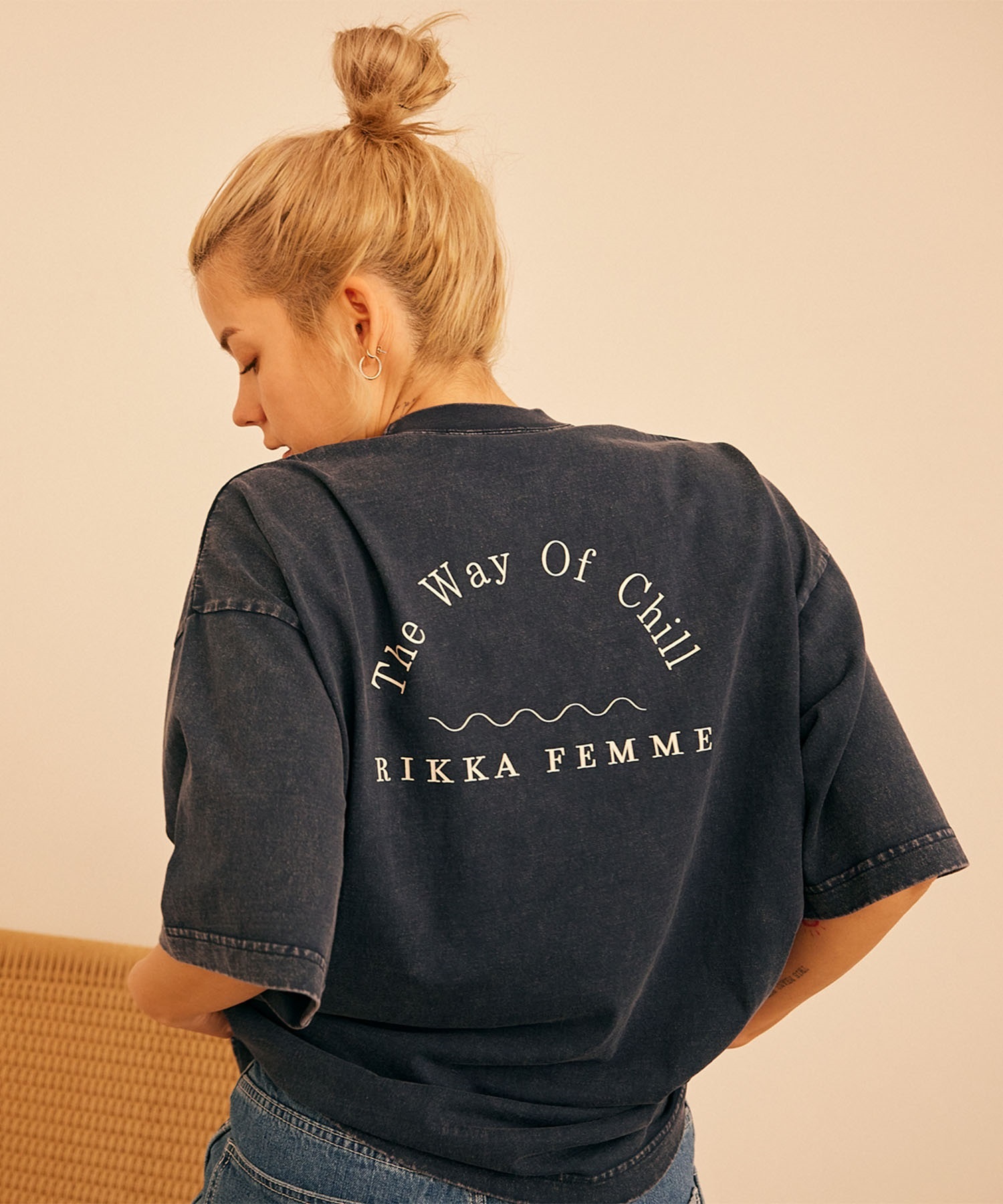 【マトメガイ対象】RIKKA FEMME リッカファム レディース 半袖 Tシャツ ピグメントデザインT RF24SS26(CGY-FREE)