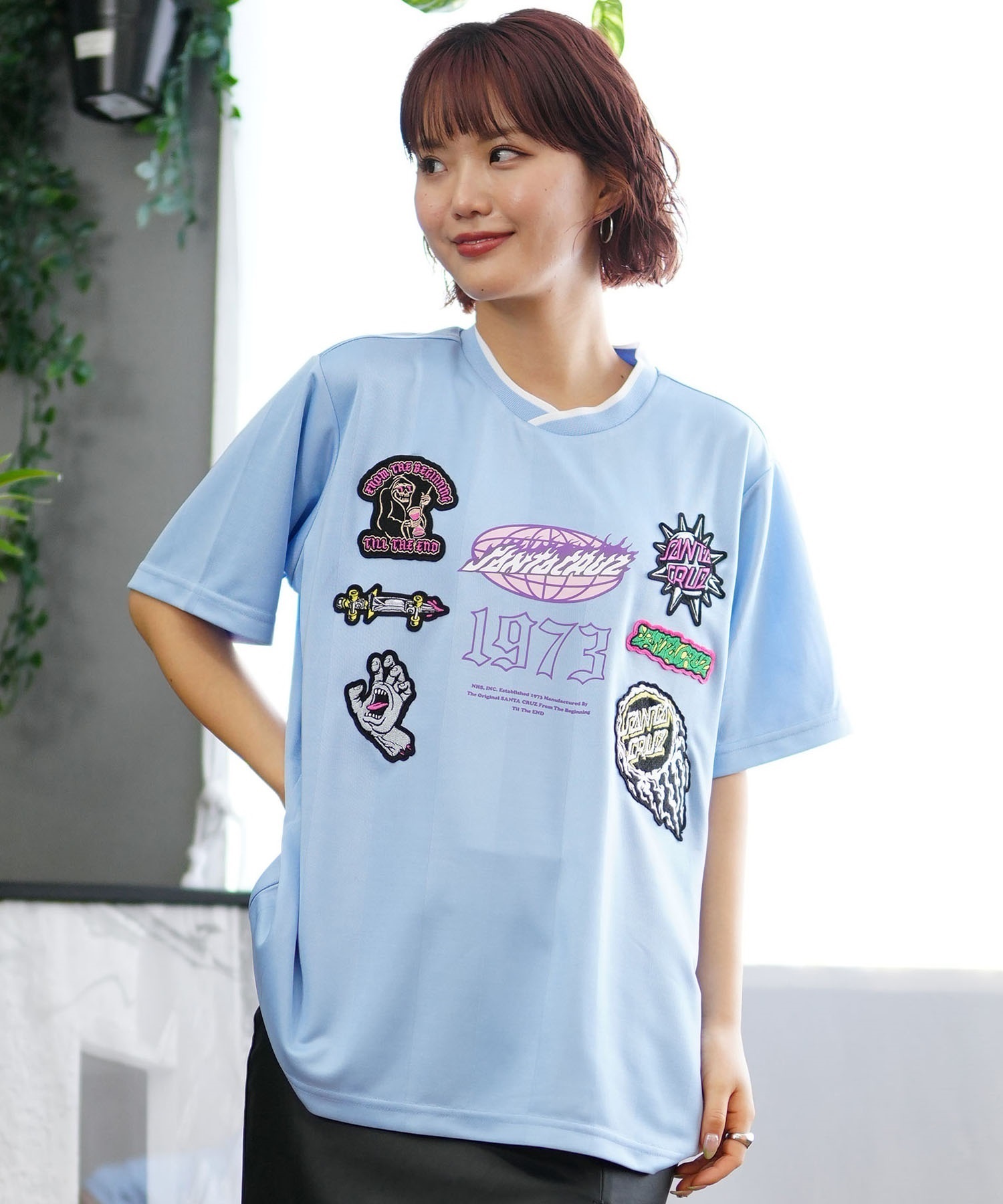 【ムラサキスポーツ限定】 SANTACRUZ サンタクルーズ レディース 半袖 Tシャツ ゲームシャツ ワッペン 502242431(L.BLU-M)