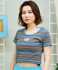 ROXY ロキシー レディース 半袖 Tシャツ クルーネック ショート丈 クロップ ミニ チビ RST242613T(BLU-M)
