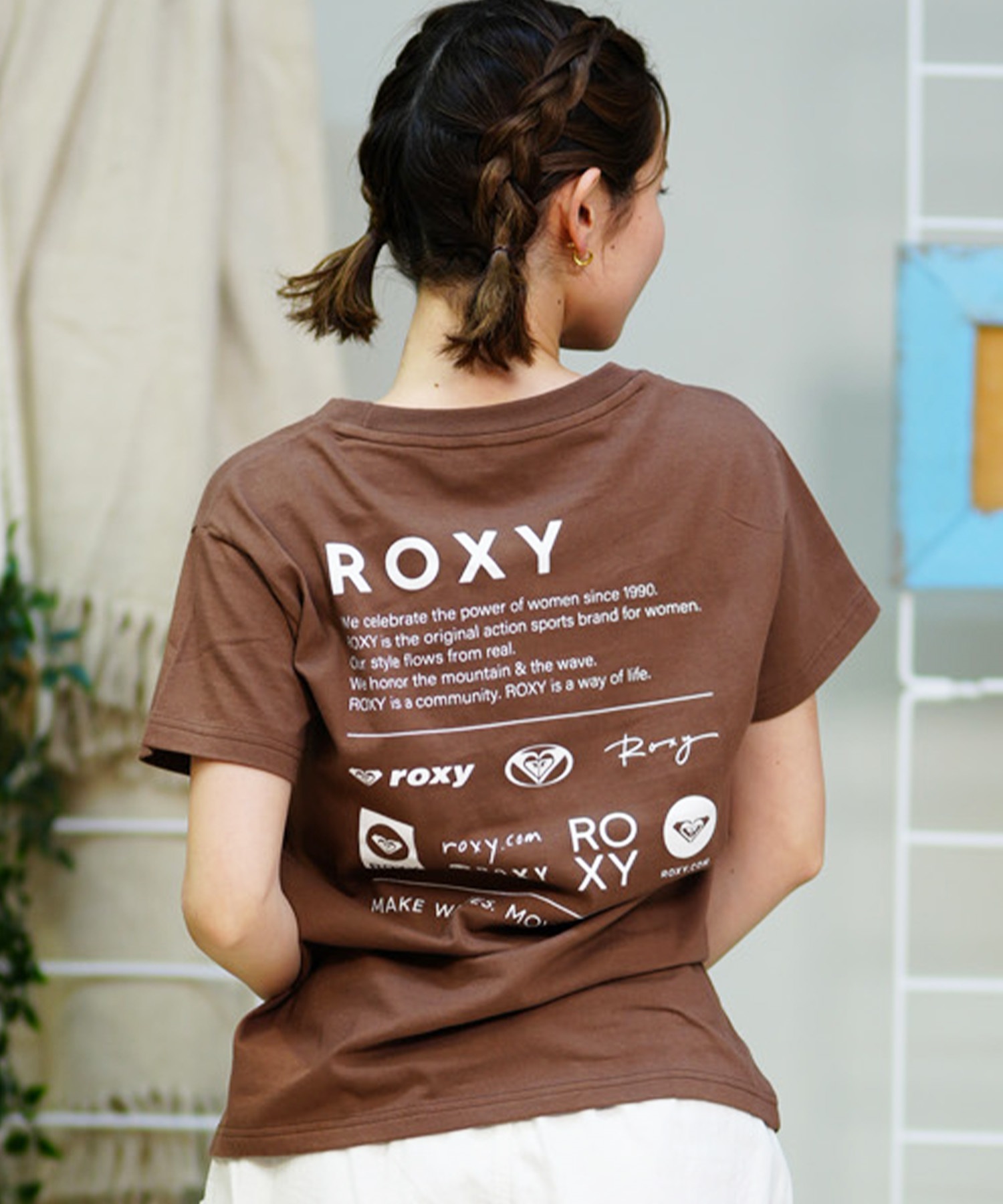 【クーポン対象】ROXY ロキシー レディース 半袖 Tシャツ バックプリント ブランドロゴ RST242625T(BRN-S)