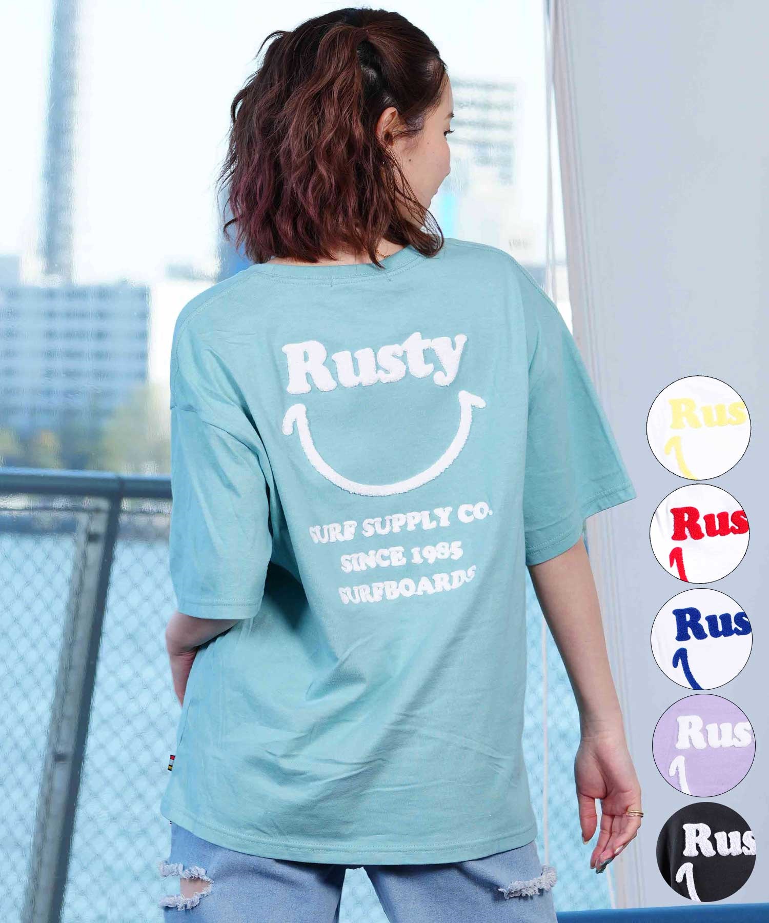 RUSTY ラスティー レディース 半袖 Tシャツ LOGO 924506(WRD-M)