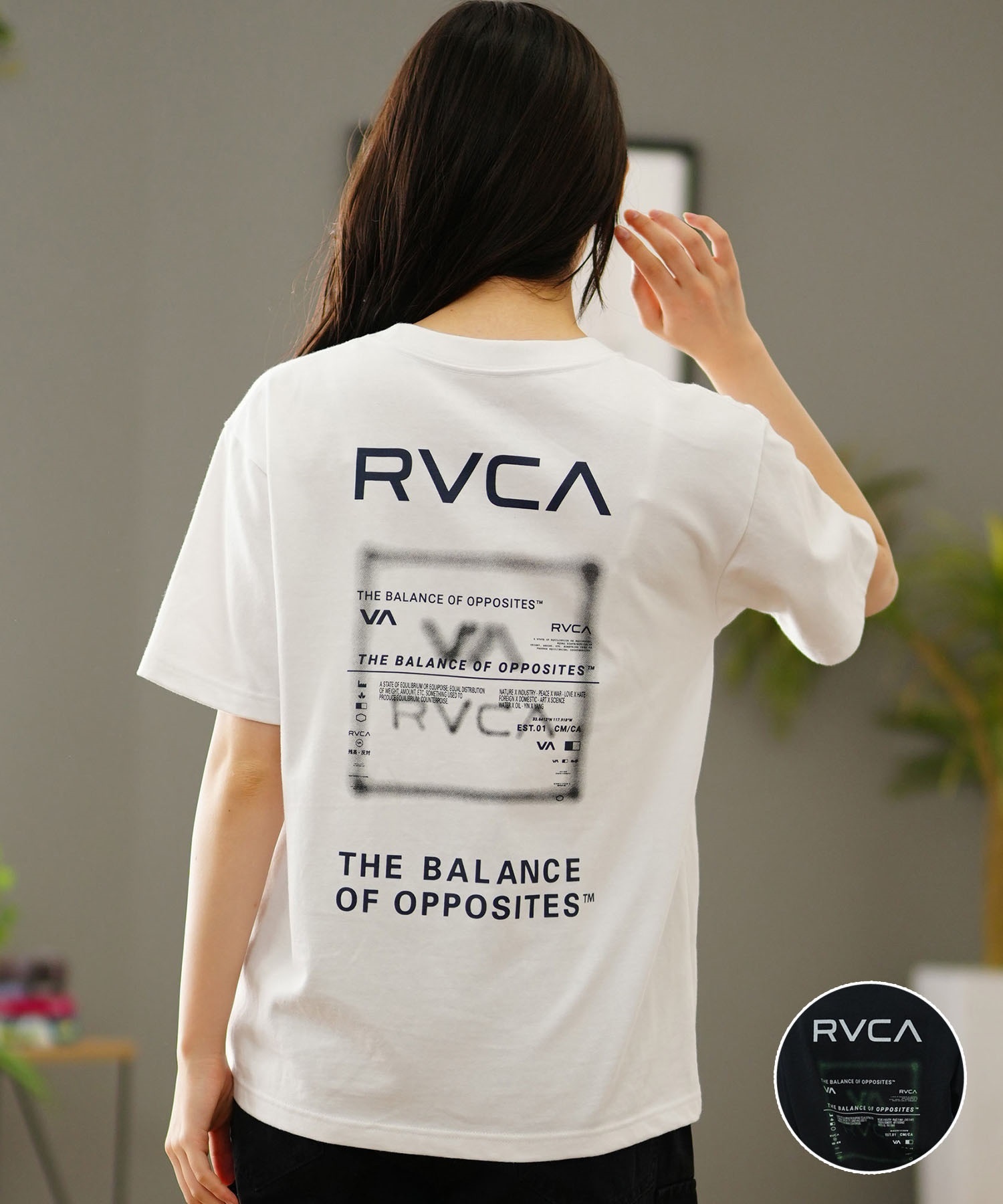 RVCA ルーカ レディース オーバーサイズTシャツ バックプリント BE04C-212(BLK-S)