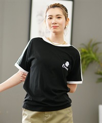 ELEMENT エレメント レディース 半袖 Tシャツ サイドライン ルーズシルエット BE02C-260(FBK-M)