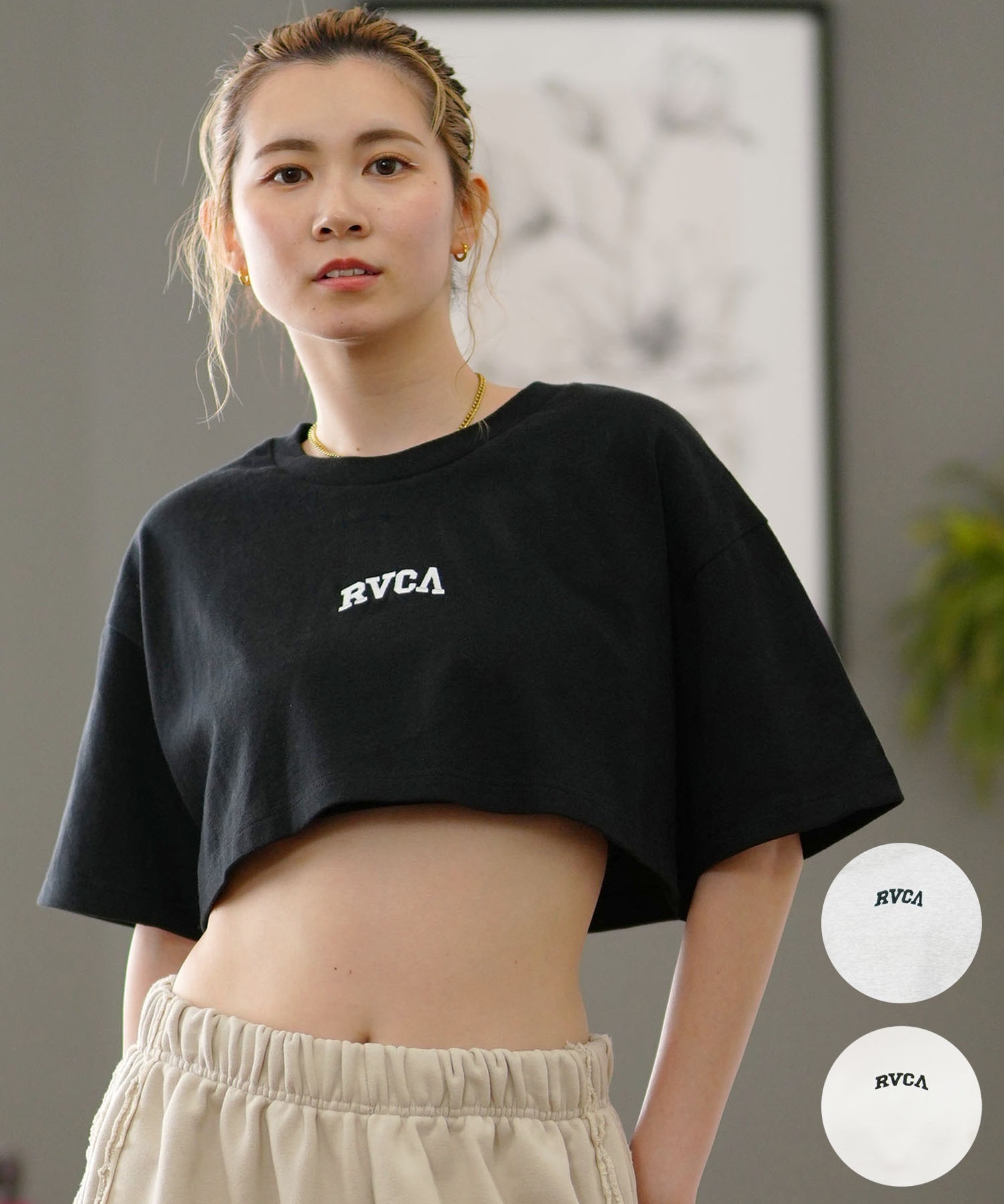 【クーポン対象】RVCA ルーカ CROP LTD レディース 半袖 Tシャツ BE04C-P20(BLK-S)