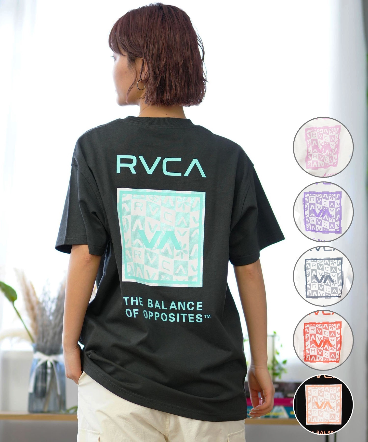 【クーポン対象】RVCA ルーカ バックプリントTシャツ レディース 半袖 Tシャツ オーバーサイズ BE04C-P21(PTK-S)