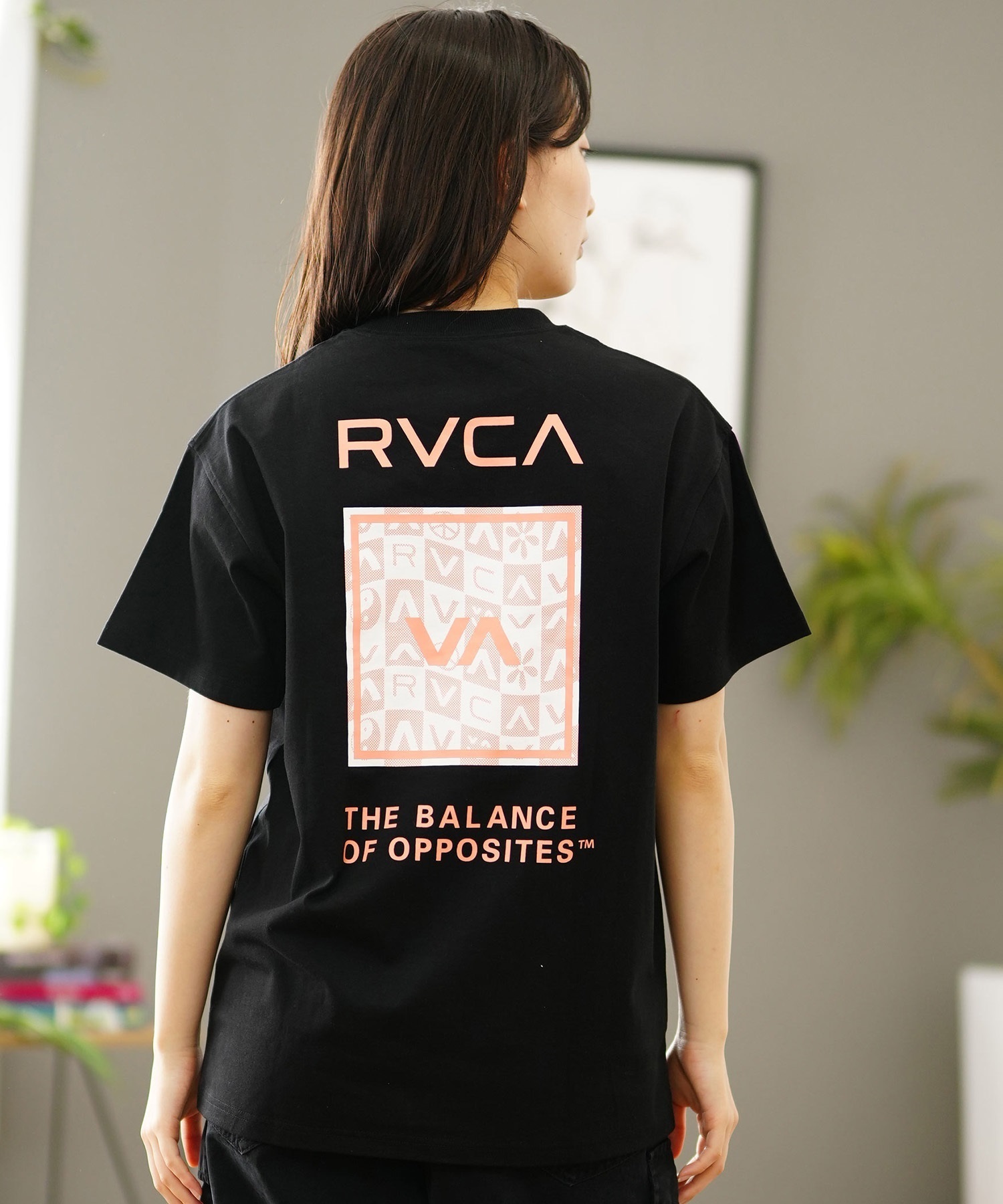 RVCA ルーカ バックプリントTシャツ レディース 半袖 Tシャツ オーバーサイズ BE04C-P21(BLK-S)