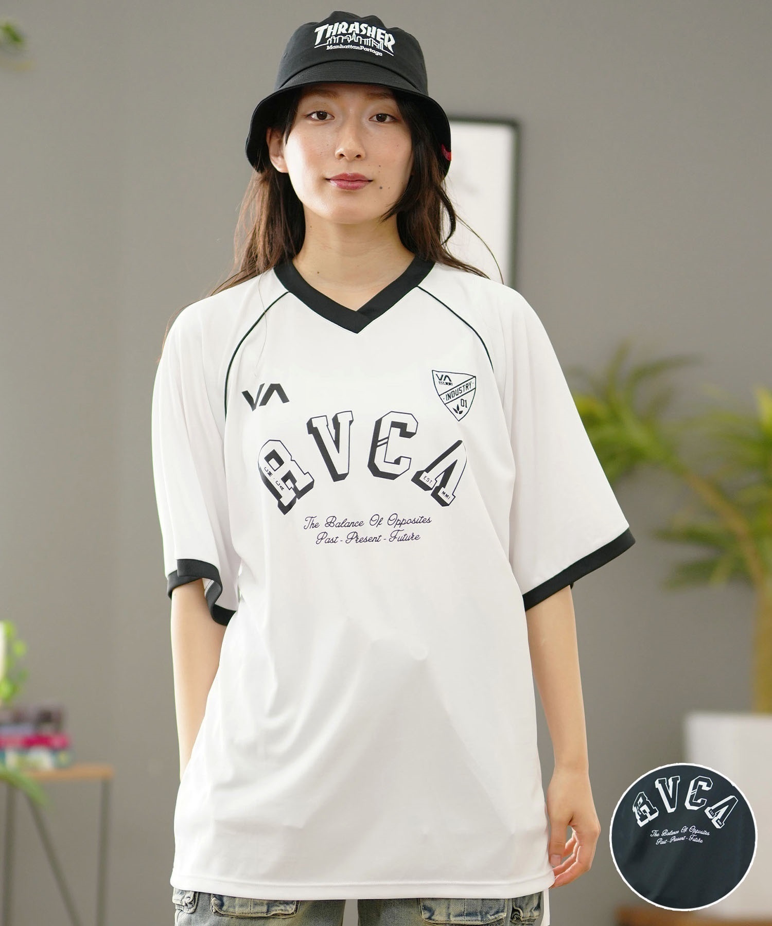 【クーポン対象】RVCA ルーカ ゲームシャツ レディース 半袖 Tシャツ BE04C-P23(BLK-S)