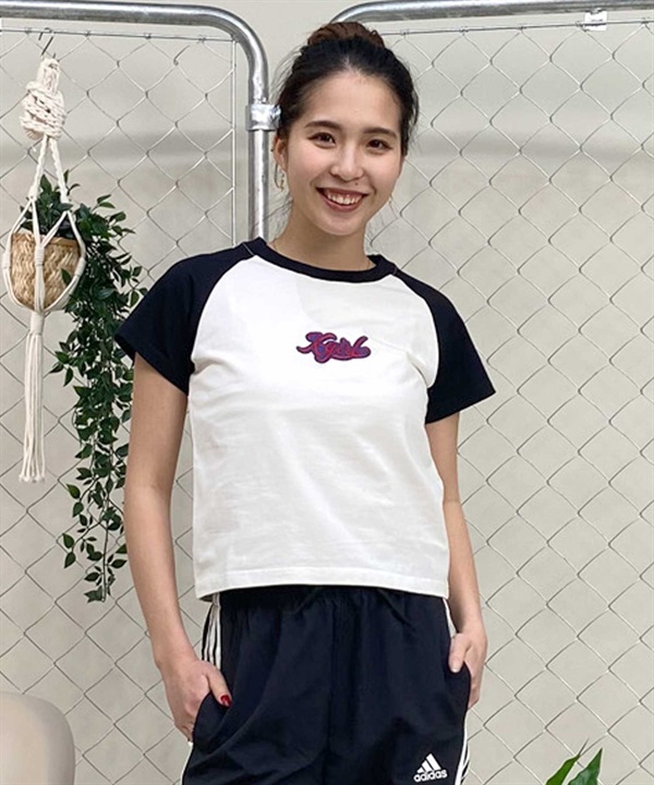 X-girl/エックスガール EMBROIDERYLOGO RAGLAN BABY TEE 105242011039 レディース  Tシャツ ムラサキスポーツ限定