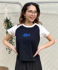 X-girl/エックスガール EMBROIDERYLOGO RAGLAN BABY TEE 105242011039 レディース  Tシャツ ムラサキスポーツ限定