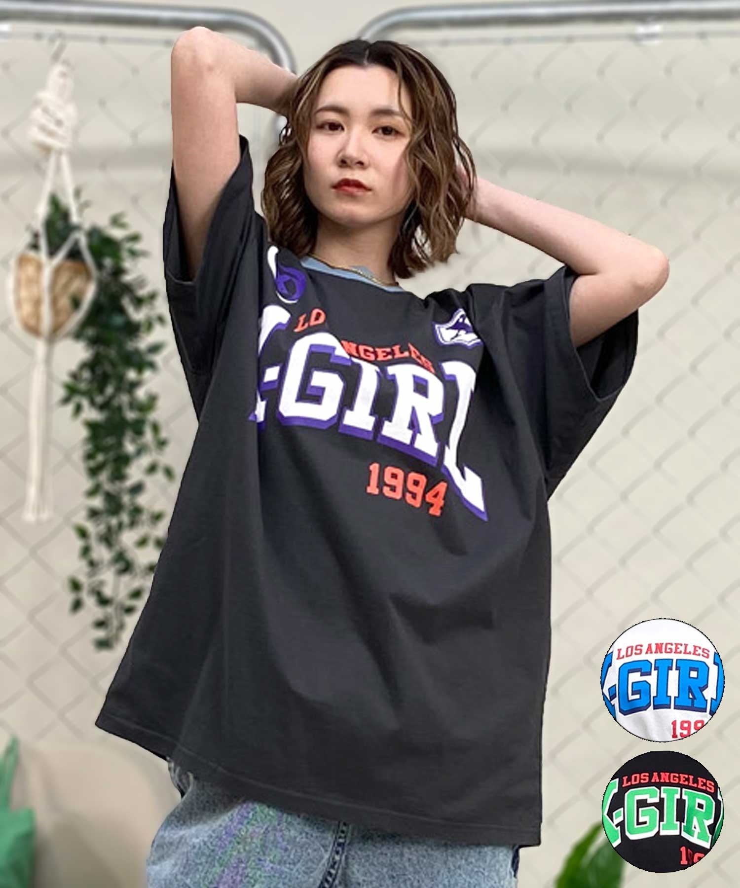 X-girl/エックスガール GAME SHIRT SS BIG TEE 105242011040 レディース  Tシャツ ムラサキスポーツ限定(BLACK-S)