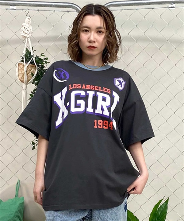 X-girl/エックスガール GAME SHIRT SS BIG TEE 105242011040 レディース  Tシャツ ムラサキスポーツ限定