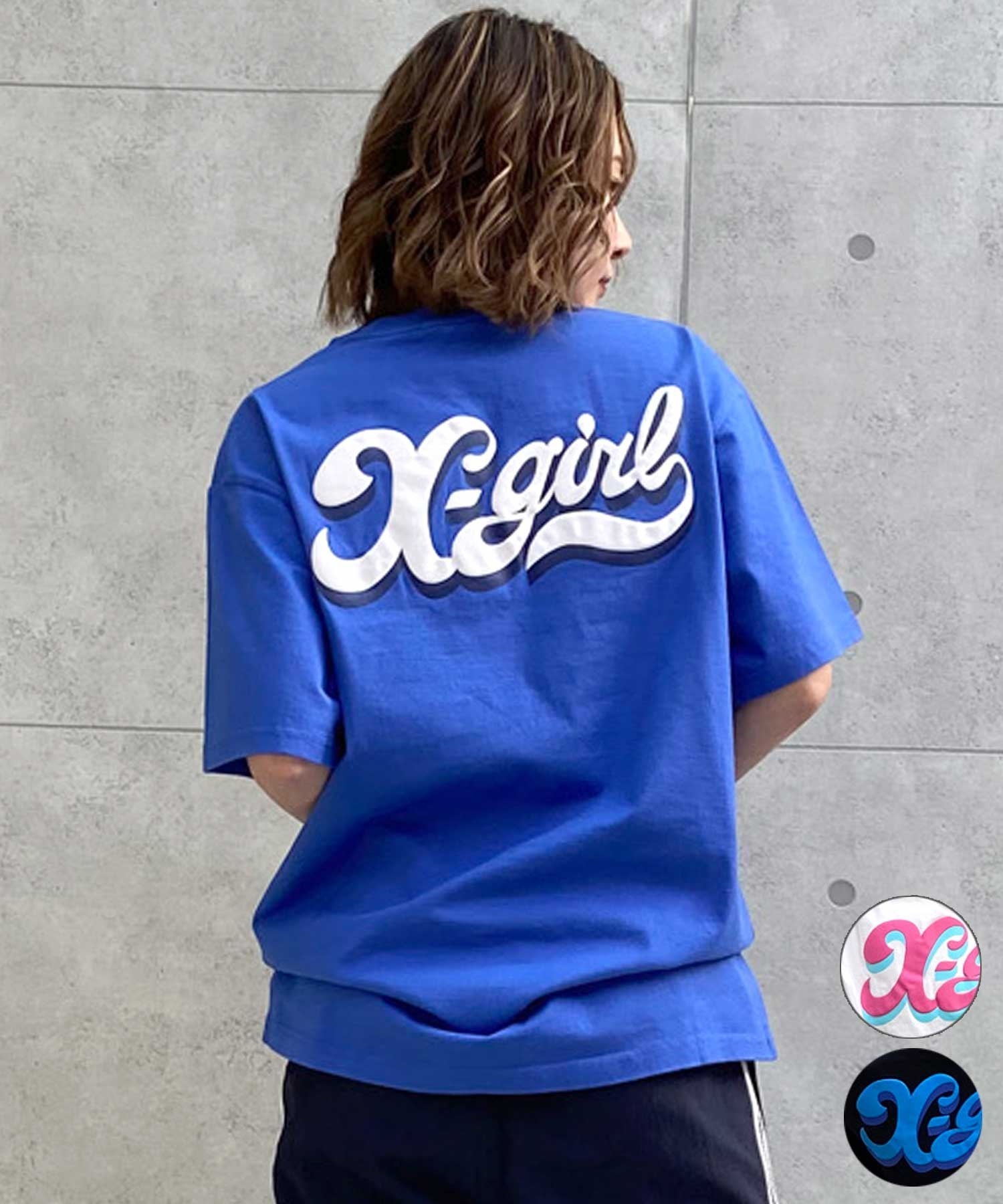 X-girl/エックスガール LETTERING LOGO SS TEE 105242011042 レディース Tシャツ ムラサキスポーツ限定(BLACK-M)