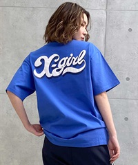 X-girl/エックスガール LETTERING LOGO SS TEE 105242011042 レディース Tシャツ ムラサキスポーツ限定(BLUE-M)