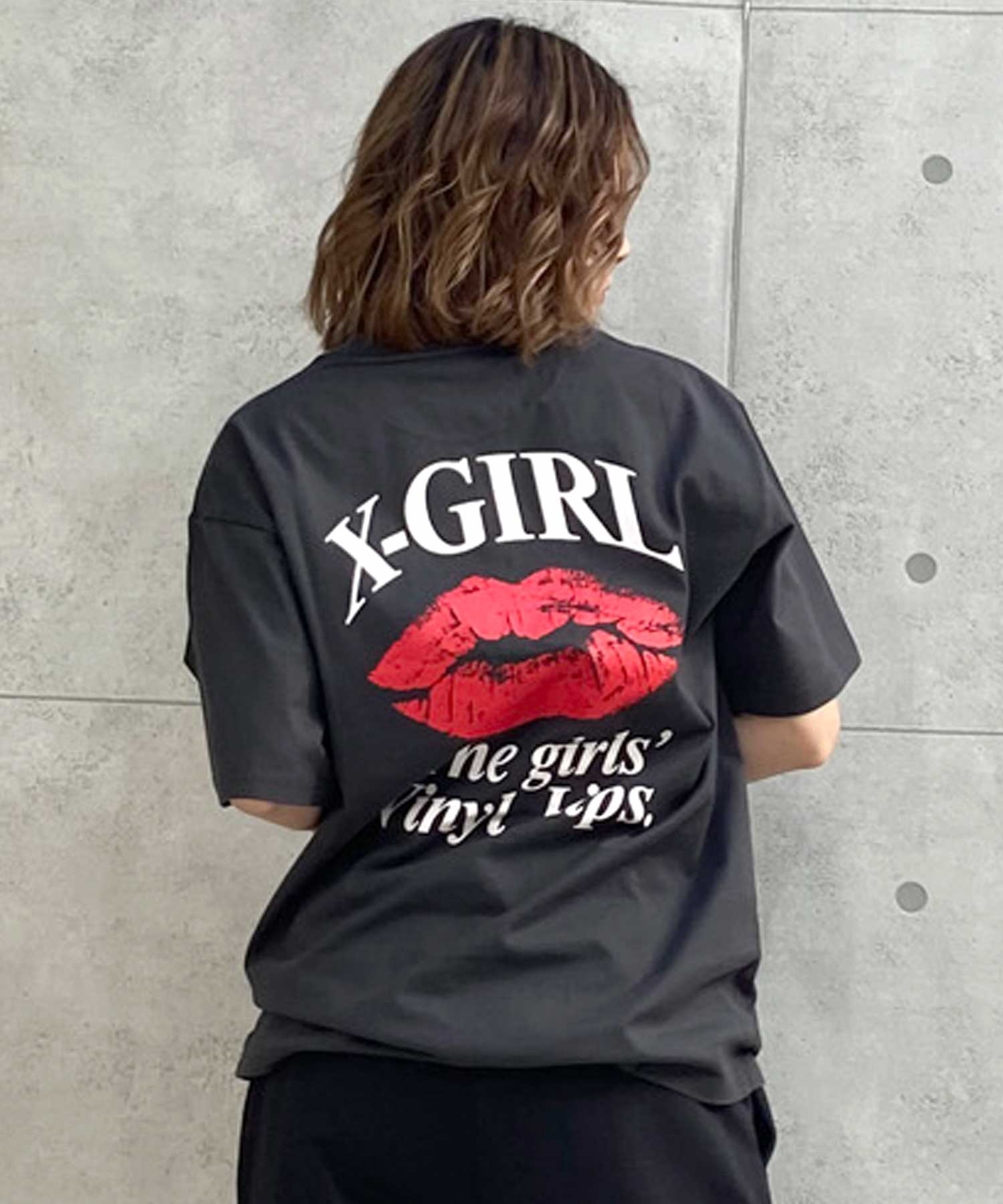 X-girl/エックスガール LIP SS TEE 105242011043 レディース  Tシャツ ムラサキスポーツ限定(CHARC-M)