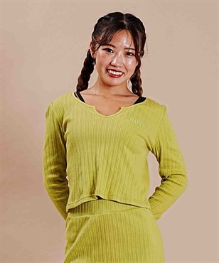 ROXY/ロキシー リズム ショート丈 刺繍ロゴ セットアップ対応 クロップド丈Tシャツ RLT234026