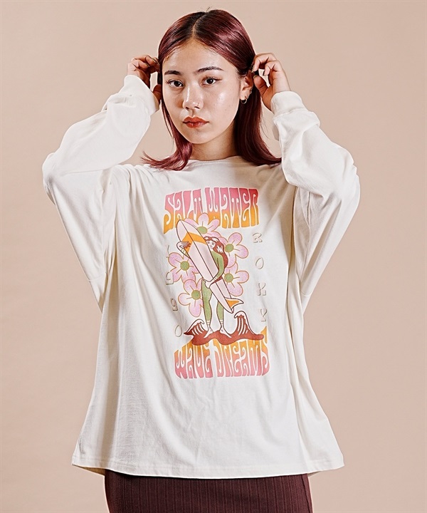 ROXY/ロキシー レディース 長袖 Tシャツ ロンT  スリーブロゴ オーバーサイズ RLT234636M ムラサキスポーツ限定