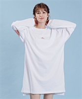 adidas/アディダス ワーディング ルーズフィット シングルジャージー チュニック 長袖 Tシャツ IEH94(BK/GY-M)