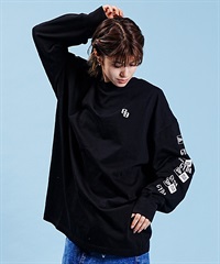 NEW ERA/ニューエラ × GYDA/ジェイダ コラボ レディース 長袖 Tシャツ ロンT ブラック×ホワイト スリーブプリント ムラサキスポーツ別注 14141695(BK/WT-FREE)