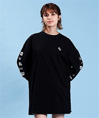 NEW ERA/ニューエラ × GYDA/ジェイダ コラボ レディース 長袖 Tシャツ ロンT ブラック×ホワイト スリーブプリント ムラサキスポーツ別注 14141695