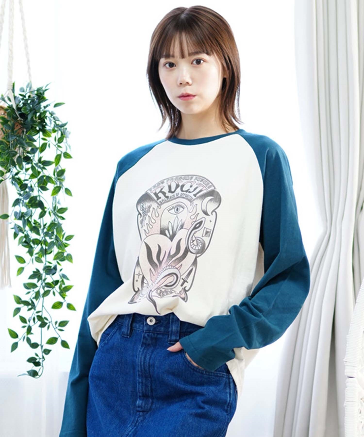 RVCA ルーカ レディース ロンT 長袖Tシャツ ラグラン オーバーサイズ BE043-054(BRK0-S)