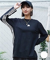 adidas アディダス KNR53 レディース ロンT 長袖 Ｔシャツ オーバーサイズ ワンポイント 抗菌加工