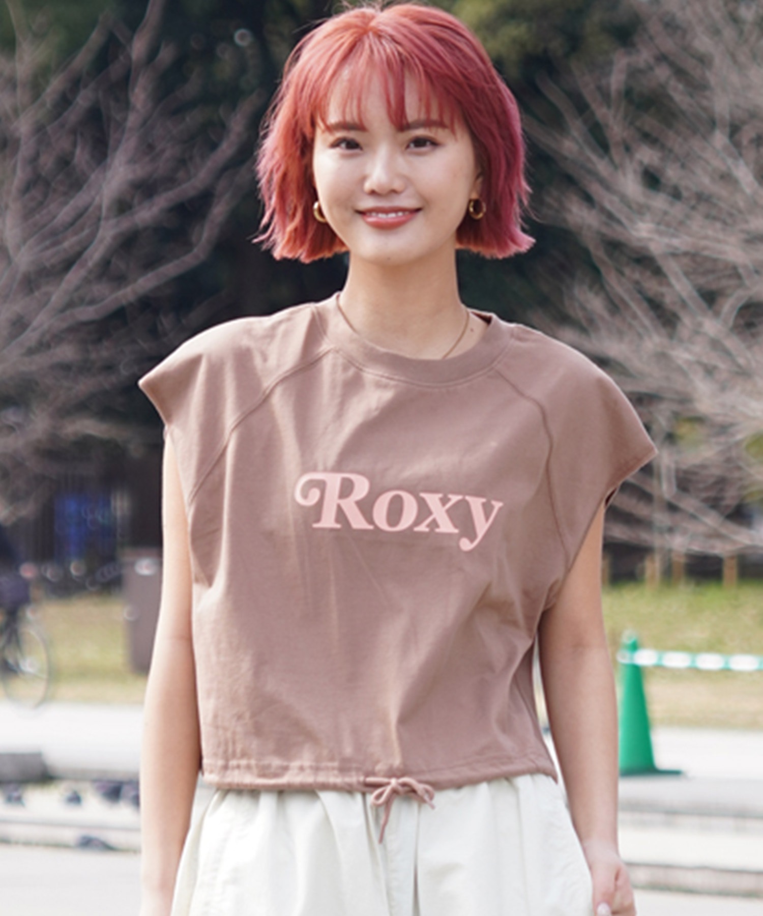 【クーポン対象】ROXY ロキシー RSL241629T レディース 半袖 Tシャツ スリーブレスTシャツ カットオフ クルーネック(BRN-M)