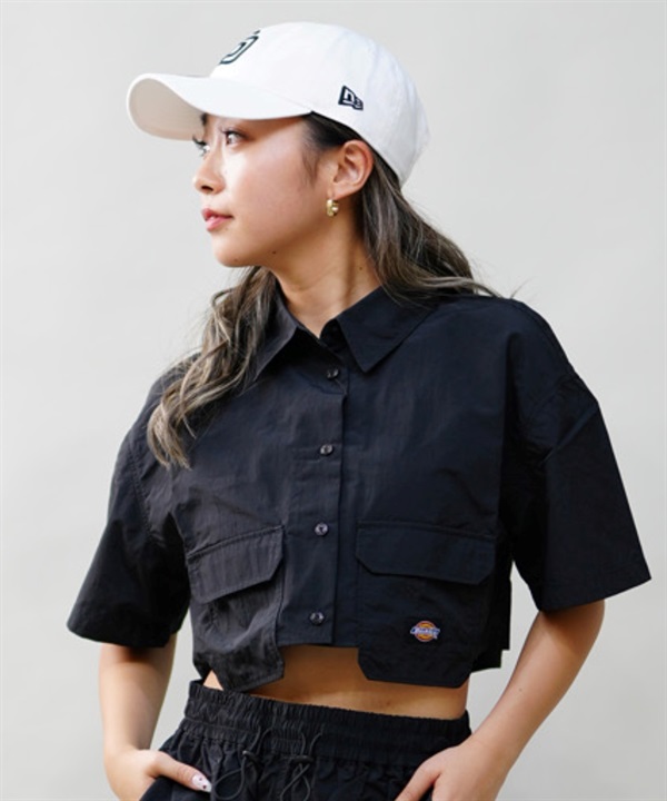 【マトメガイ対象】Dickies ディッキーズ レディース ナイロン ショート丈 半袖 ワークシャツ セットアップ対応 80488500 ムラサキスポーツ限定