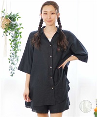 RIKKA FEMME リッカファム レディース 半袖 シャツ MUJI RF24SS14(NAV-FREE)