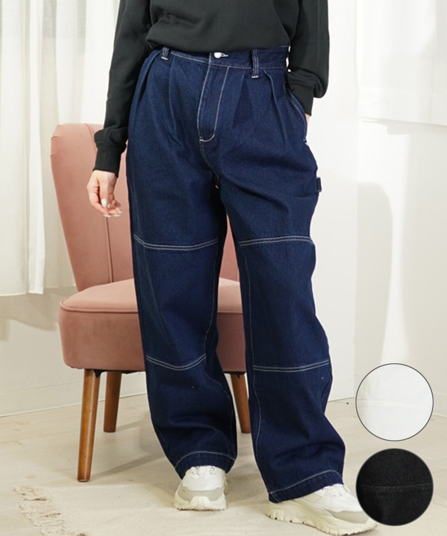 【クーポン対象】RVCA ルーカ RECESSION DOUBLE KNEE PANTS レディース ダブルニー ペインターパンツ ロングパンツ BE043-710(BLU-M)