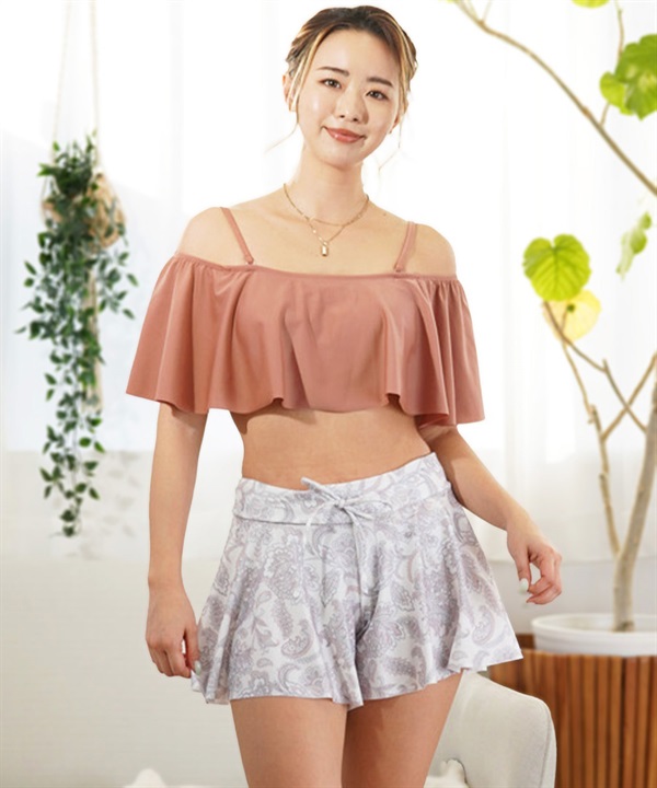 Beach Queen ビーチクイーン オフショルフレア 水着 3点セット 水着 レディース 393510