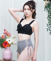 LAETITIA レリッタ 水着 レディース バンドゥビキニ ハイウエスト ギンガムチェック 441201