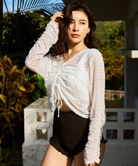 LAETITIA レリッタ 水着 レディース シアー長袖付き3点セット  フレア ２WAY 442401(WT-9)